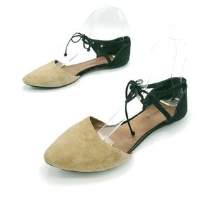 Jeffrey Campbell Women's 7.5 Enamored Two Piece Lace Up Pointed Flats READ